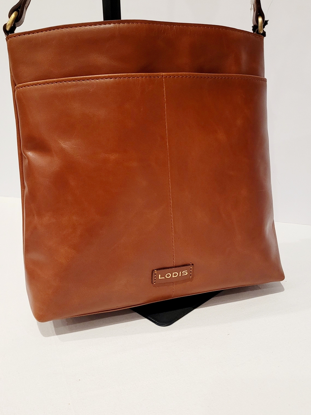 LODIS Cognac Crossbody Leather Bag with Matching Wallet - Picture 3 of 6